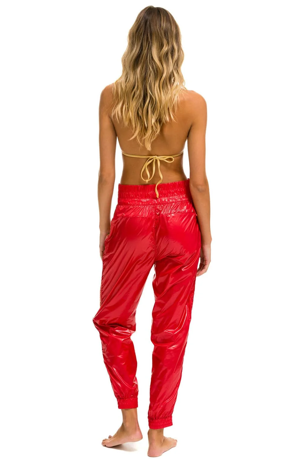 5 STRIPE HI RISE WIND PANT - CHERRY - Image 4