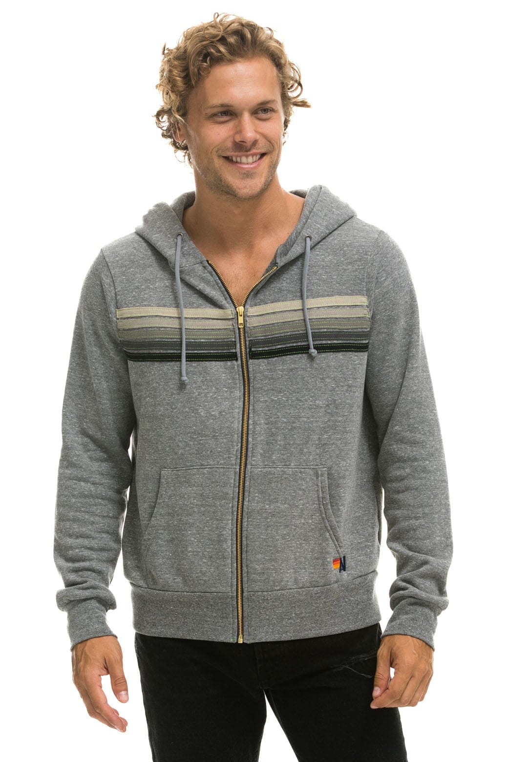 5 STRIPE HOODIE - HEATHER GREY // GREY - Image 4