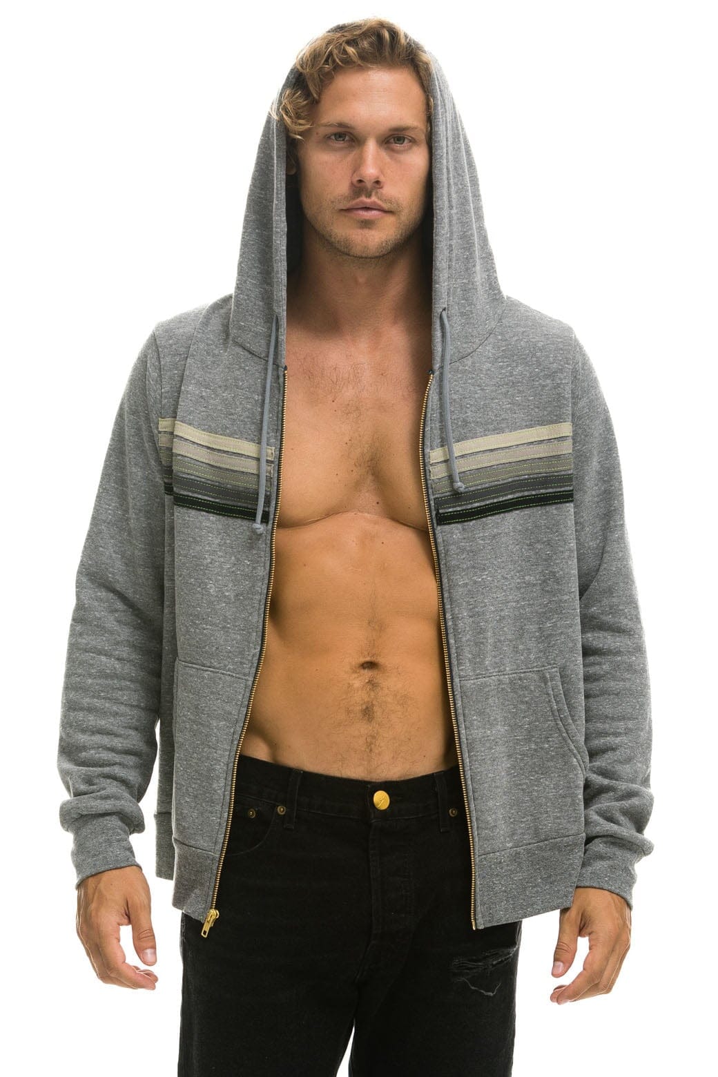 5 STRIPE HOODIE - HEATHER GREY // GREY - Image 6