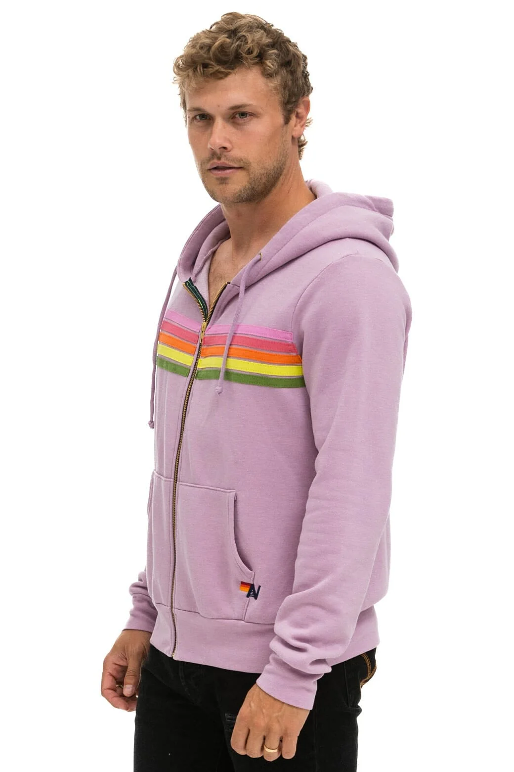 5 STRIPE HOODIE - MAUVE // PINK // GREEN - Image 4