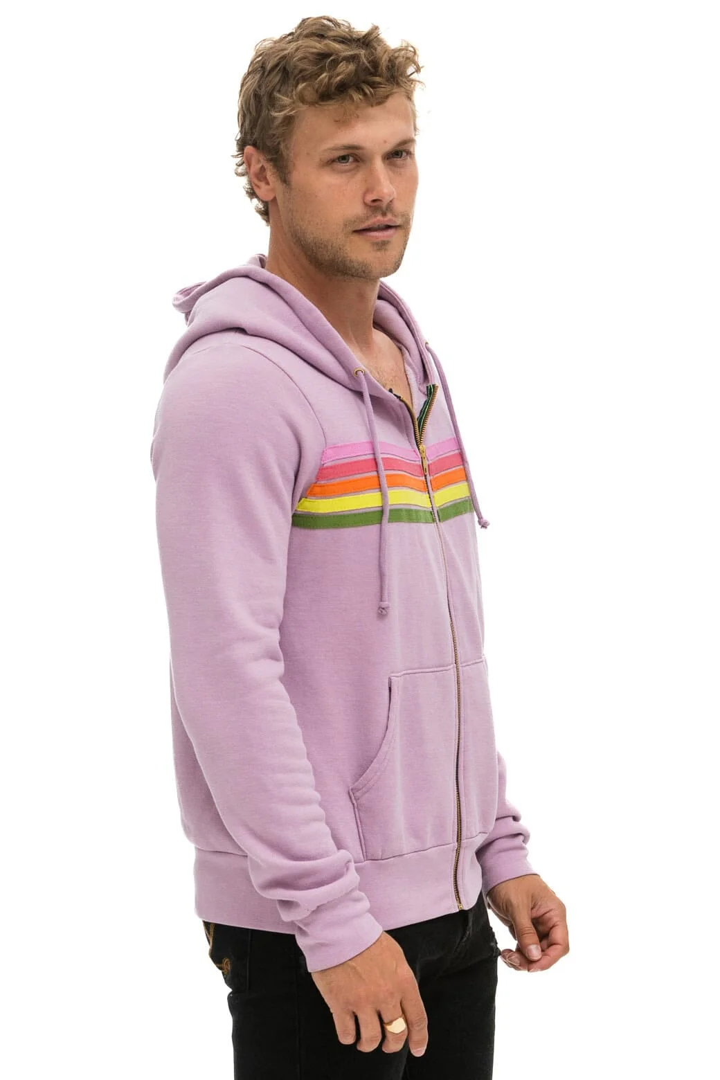 5 STRIPE HOODIE - MAUVE // PINK // GREEN - Image 6