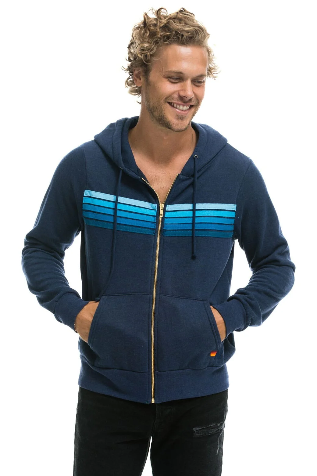 5 STRIPE HOODIE -  NAVY // BLUE - Image 10