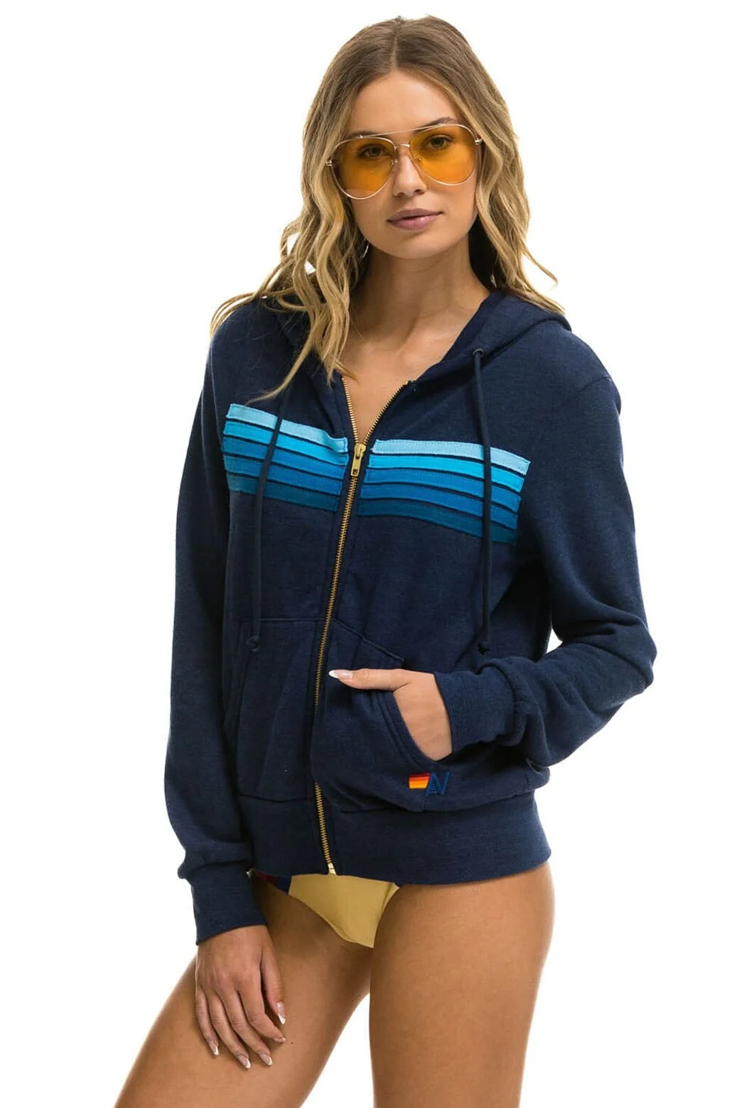 5 STRIPE HOODIE -  NAVY // BLUE - Image 3