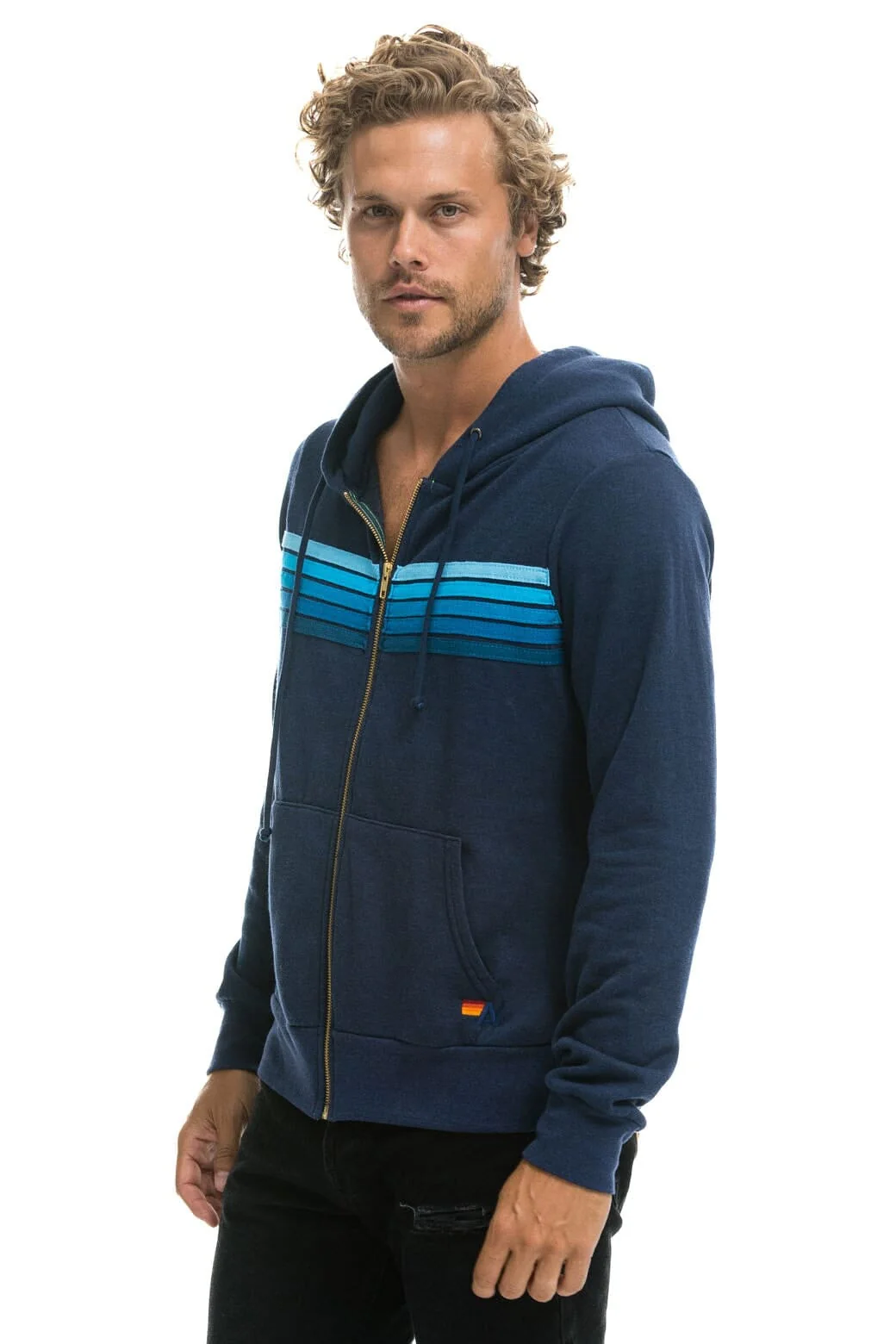 5 STRIPE HOODIE -  NAVY // BLUE - Image 4