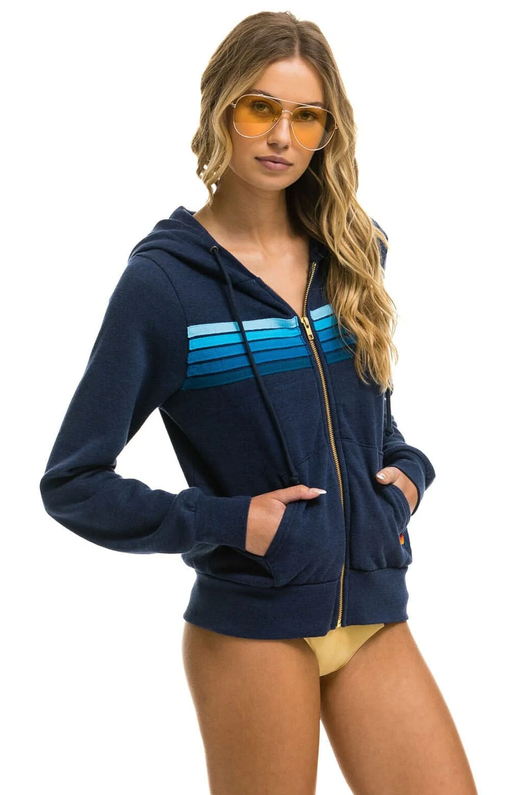 5 STRIPE HOODIE -  NAVY // BLUE - Image 7