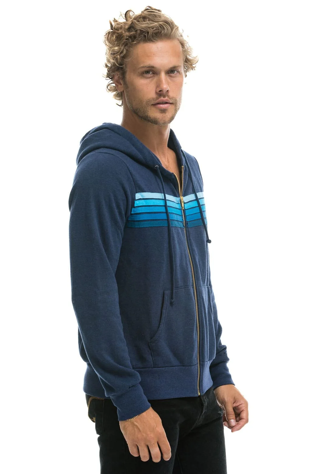 5 STRIPE HOODIE -  NAVY // BLUE - Image 8