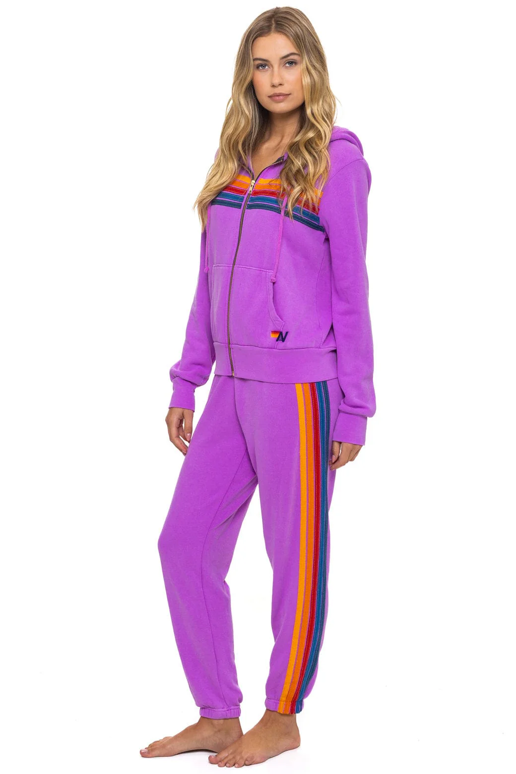 5 STRIPE HOODIE - NEON PURPLE - Image 3