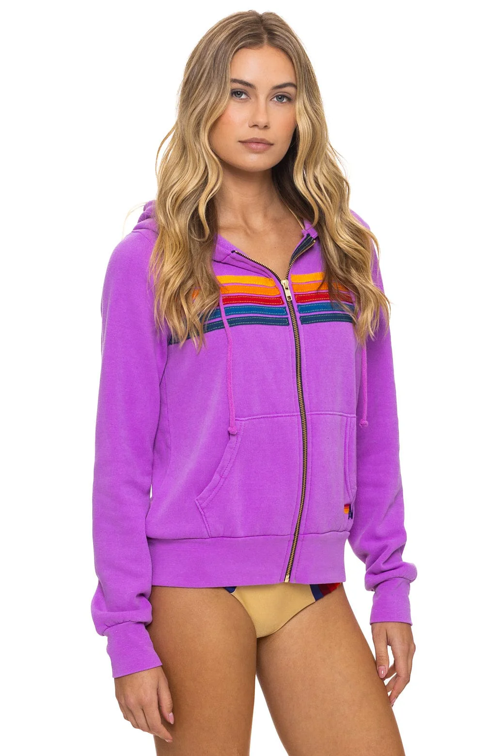 5 STRIPE HOODIE - NEON PURPLE - Image 5