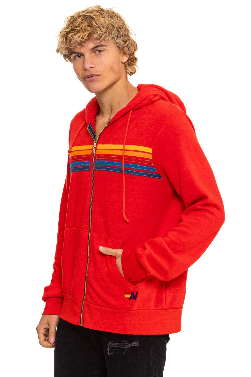 5 STRIPE HOODIE - RED - Image 4