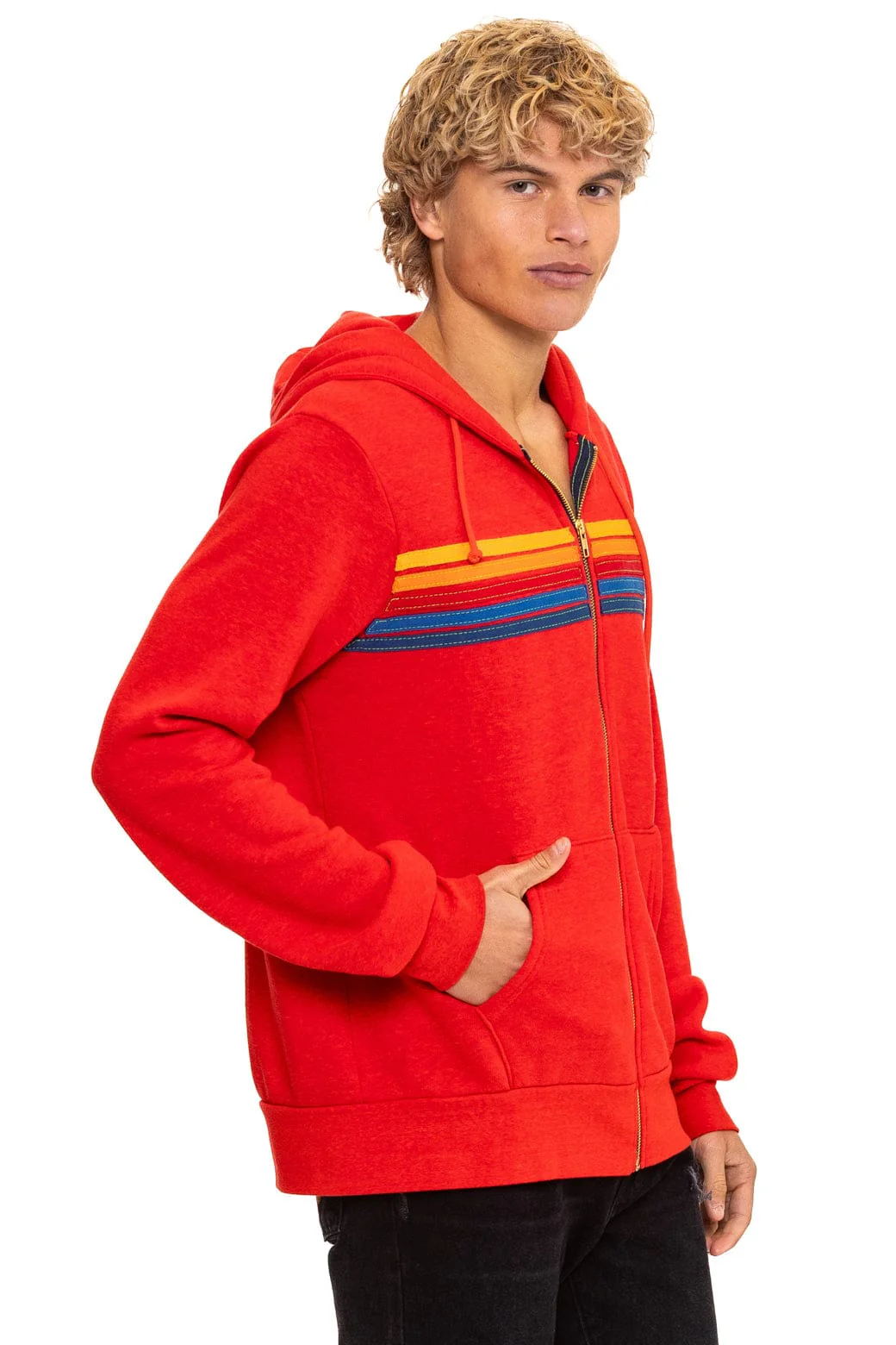 5 STRIPE HOODIE - RED - Image 8