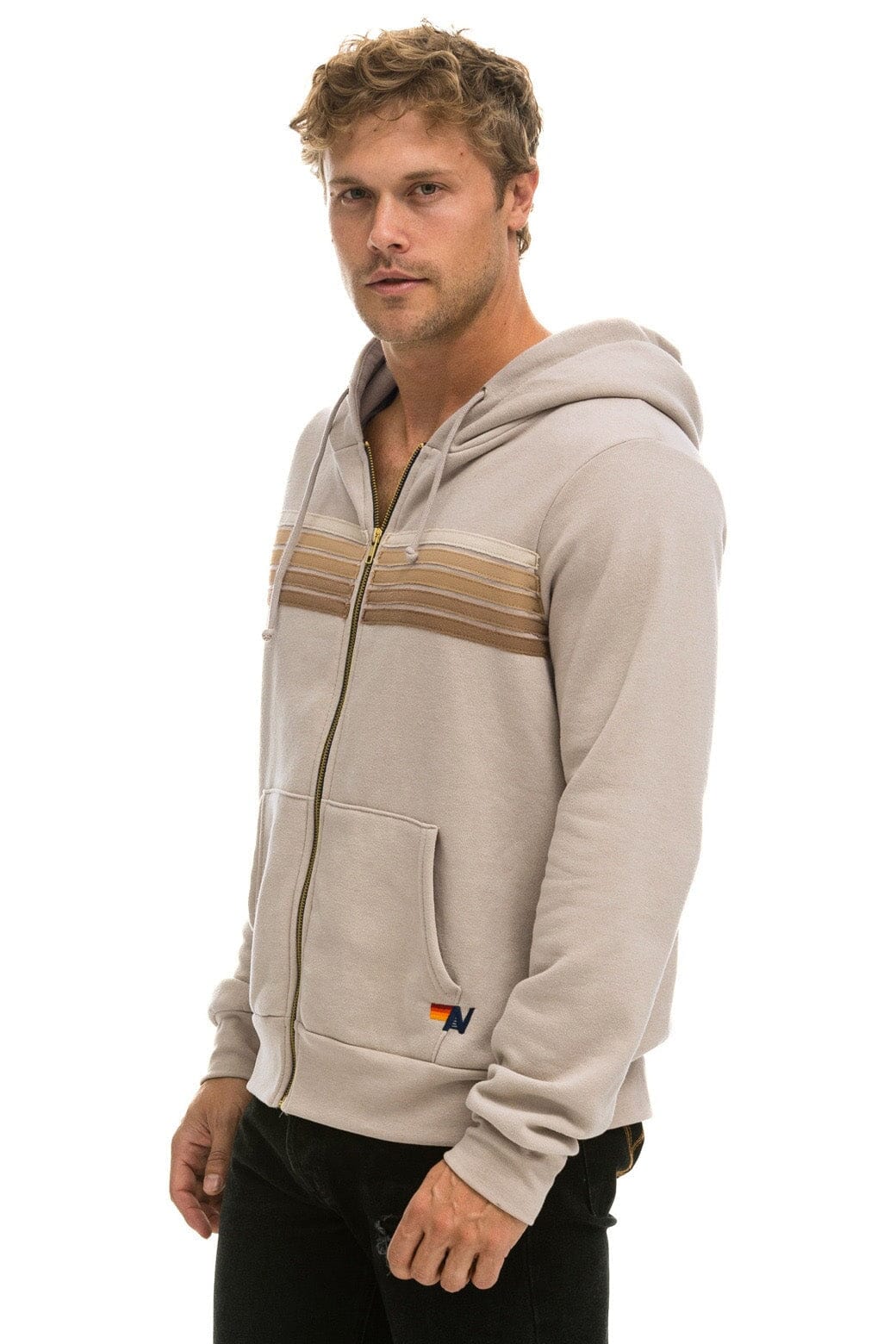 5 STRIPE HOODIE - SAND // TAN - Image 4