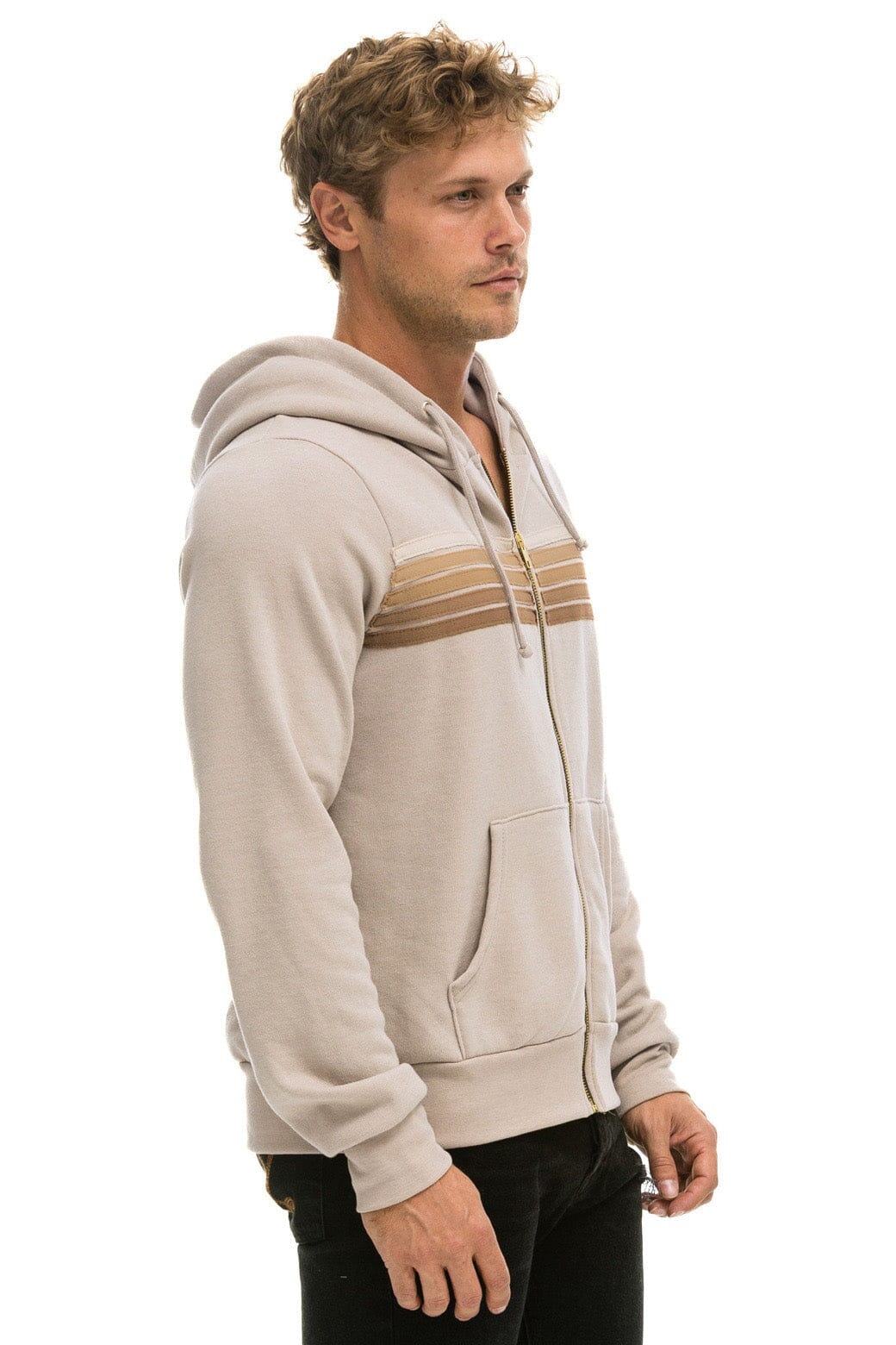 5 STRIPE HOODIE - SAND // TAN - Image 6