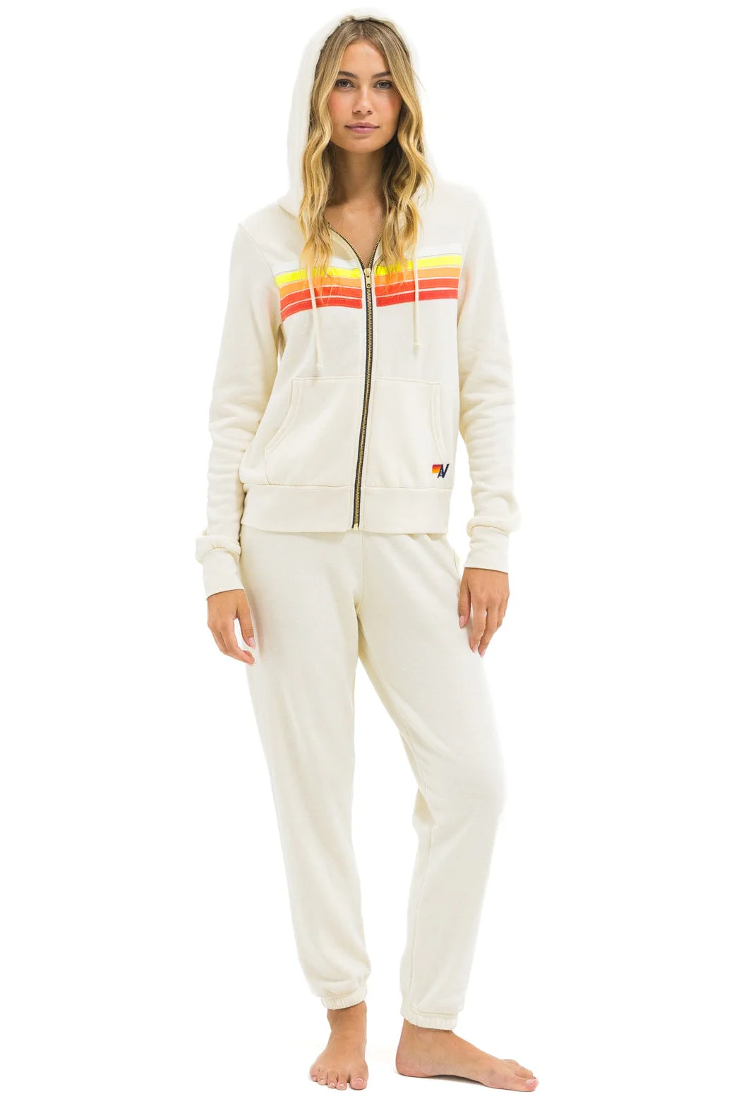 5 STRIPE HOODIE - VINTAGE WHITE // WHITE NEON - Image 12