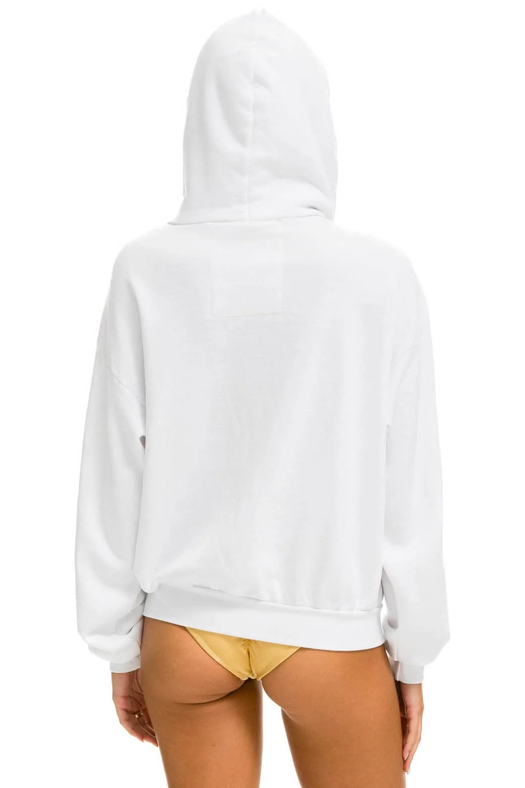 5 STRIPE RELAXED ZIP HOODIE - WHITE // NEON RAINBOW - Image 3