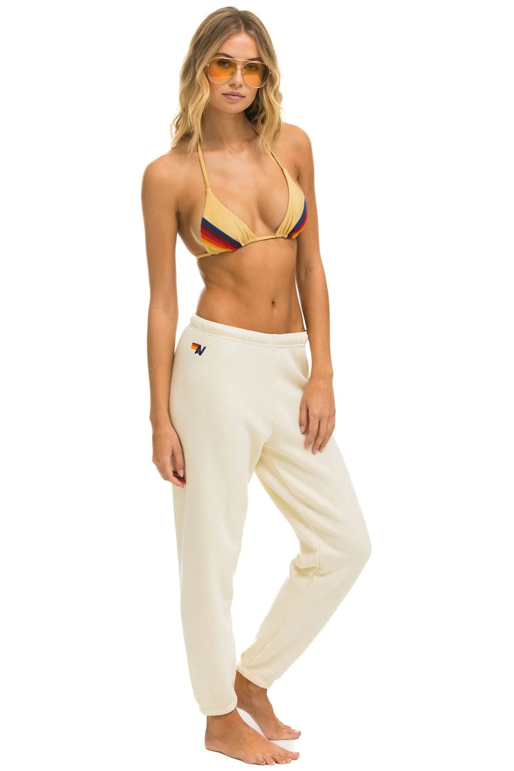 5 STRIPE SWEATPANTS - VINTAGE WHITE // TAN - Image 3