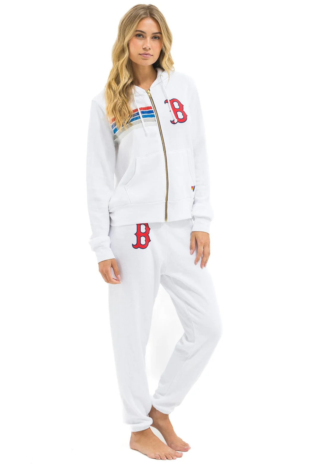 BOSTON RED SOX 5 STRIPE SWEATPANTS - WHITE // USA - Image 3