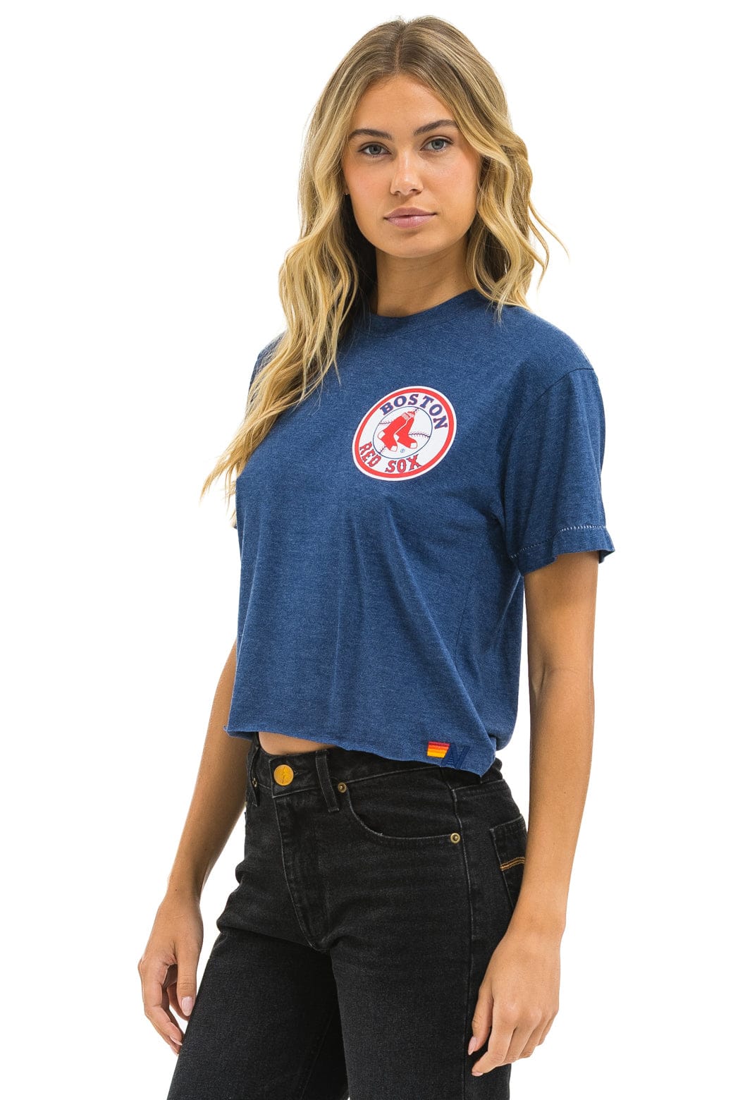 BOSTON RED SOX BOLT WOMEN'S BOYFRIEND TEE - NAVY - Image 3
