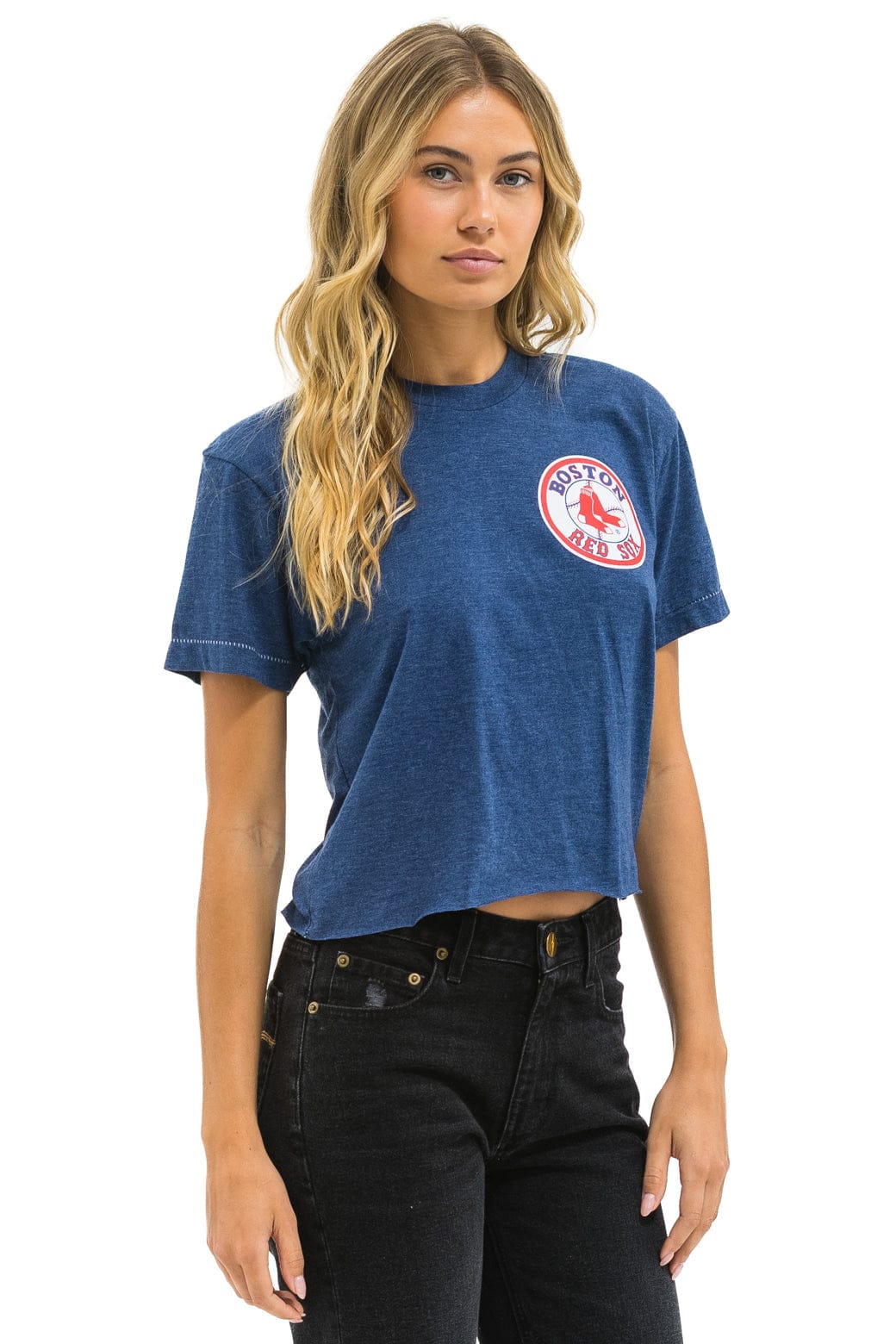 BOSTON RED SOX BOLT WOMEN'S BOYFRIEND TEE - NAVY - Image 4