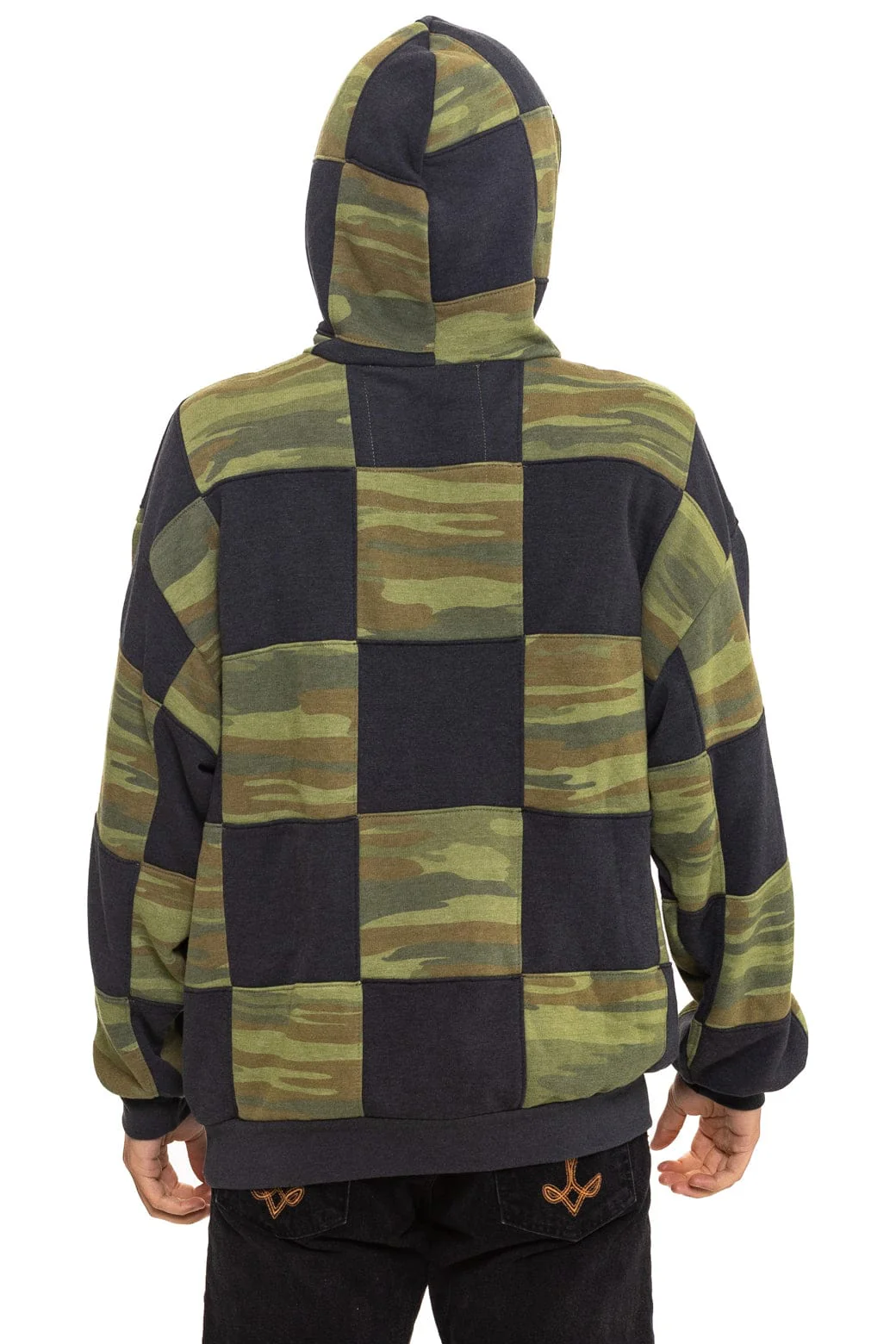 CHECK QUILT RELAXED PULLOVER HOODIE - SMOKE // CAMO - Image 10