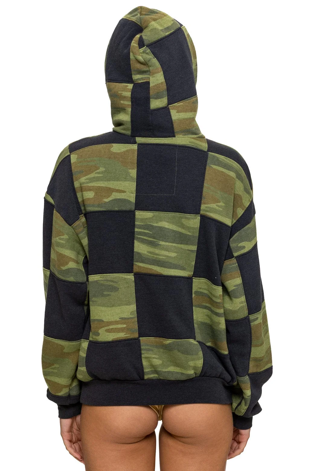 CHECK QUILT RELAXED PULLOVER HOODIE - SMOKE // CAMO - Image 9