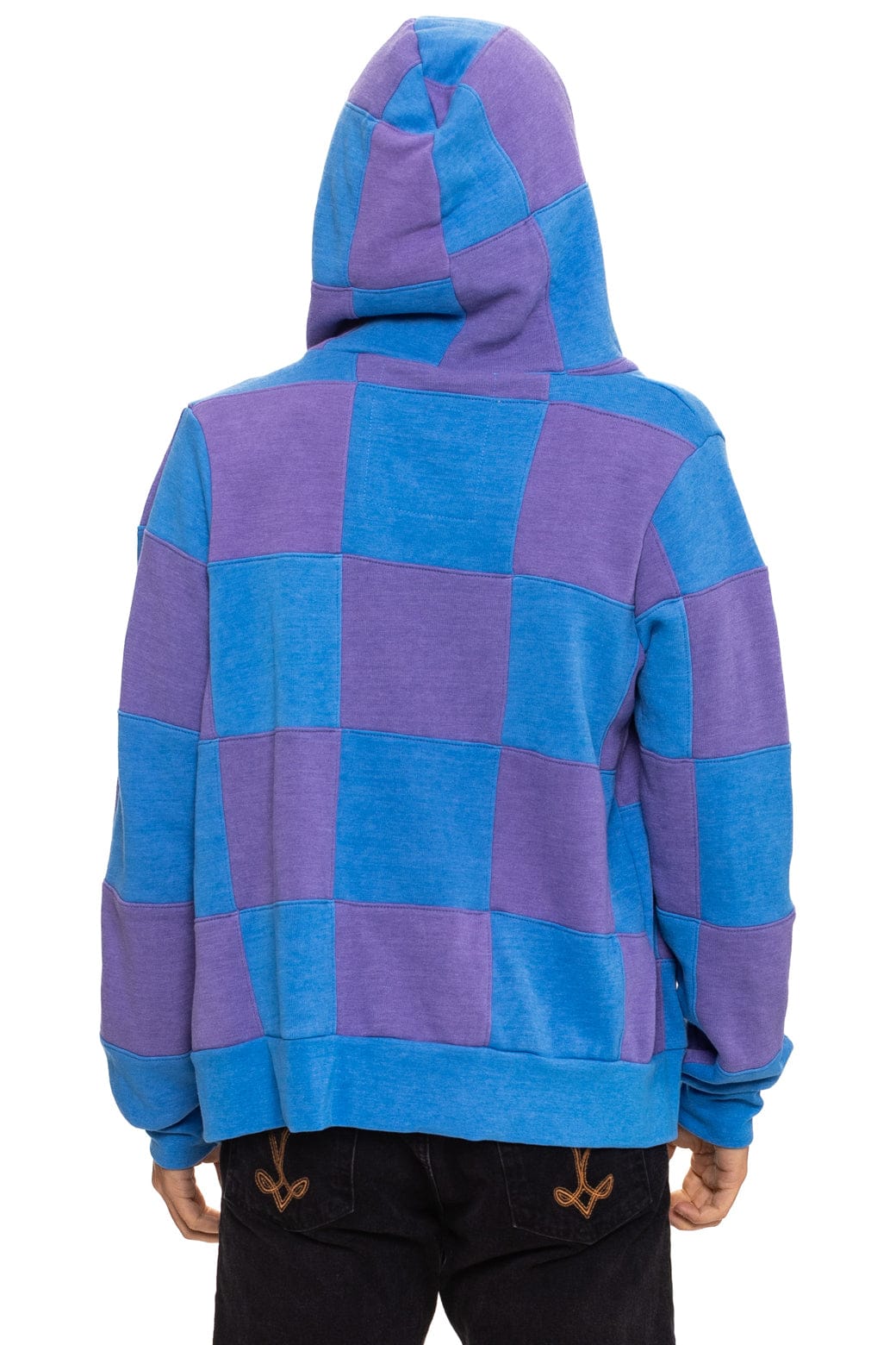 CHECK QUILT ZIP HOODIE - LAVENDER // OCEAN - Image 9