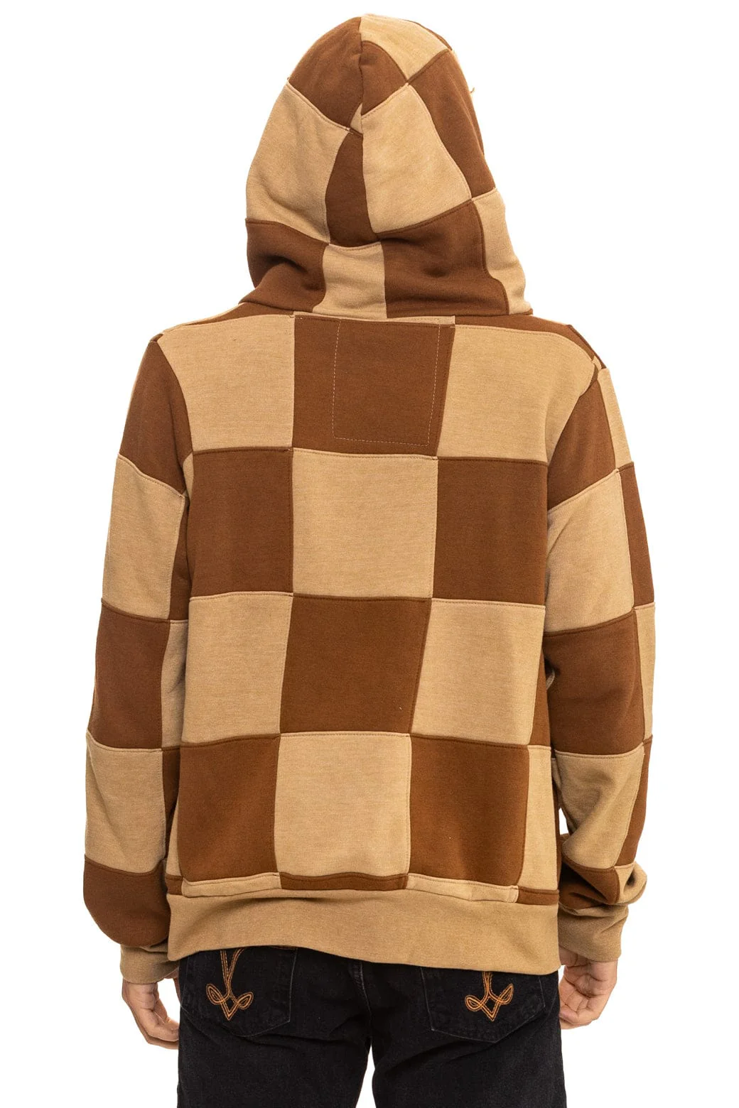 CHECK QUILT ZIP HOODIE - TAN // CINNAMON - Image 9
