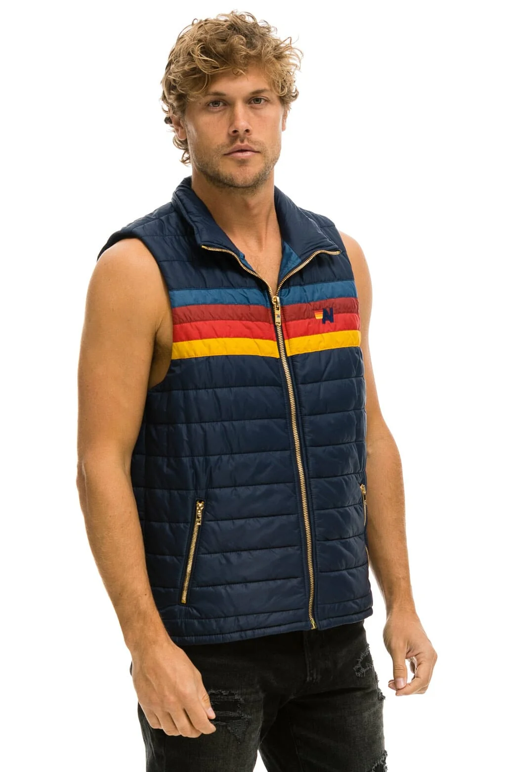 MEN'S 4 STRIPE VEST - NAVY - Image 4