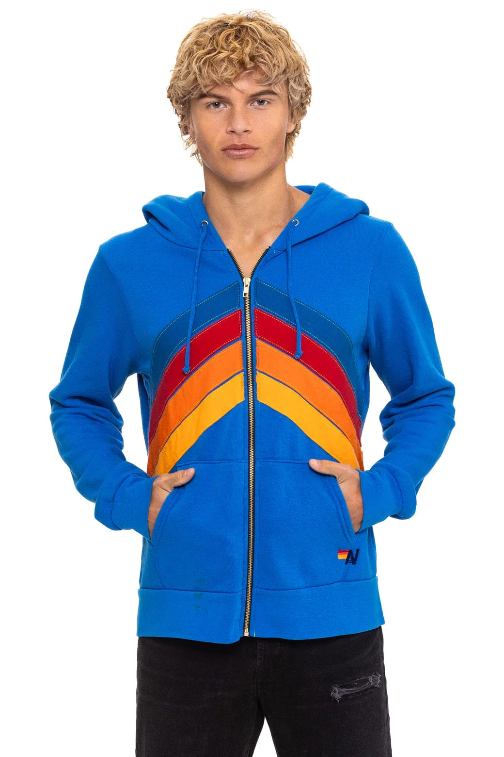 MOUNTAIN STITCH CHEVRON 4 ZIP HOODIE - ADVENTURE BLUE - Image 7