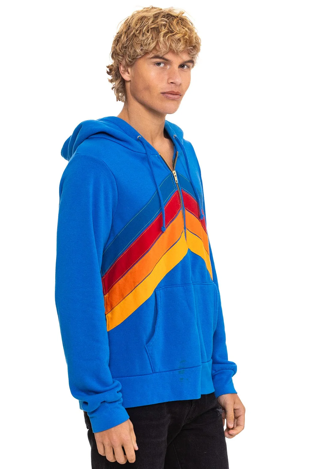 MOUNTAIN STITCH CHEVRON 4 ZIP HOODIE - ADVENTURE BLUE - Image 9