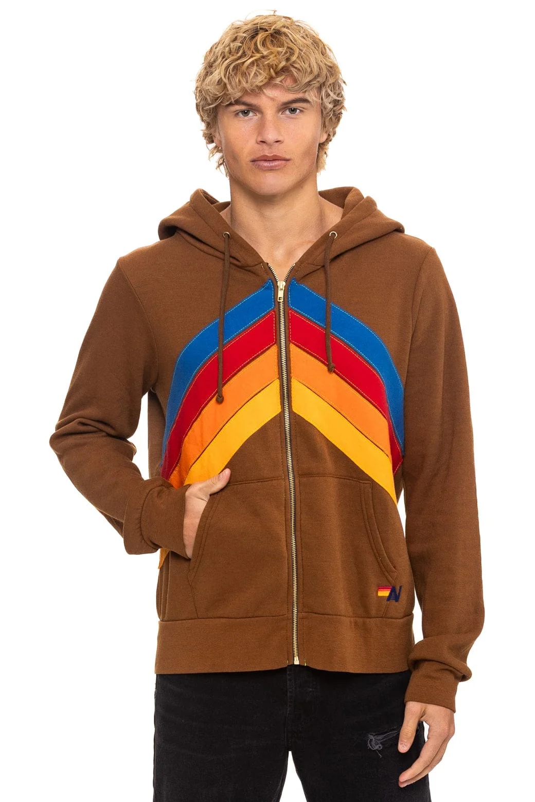 MOUNTAIN STITCH CHEVRON 4 ZIP HOODIE - CINNAMON - Image 10