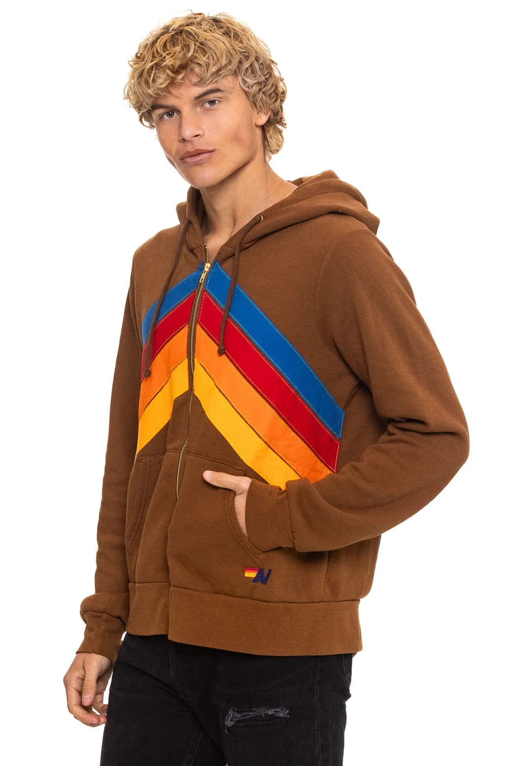 MOUNTAIN STITCH CHEVRON 4 ZIP HOODIE - CINNAMON - Image 5