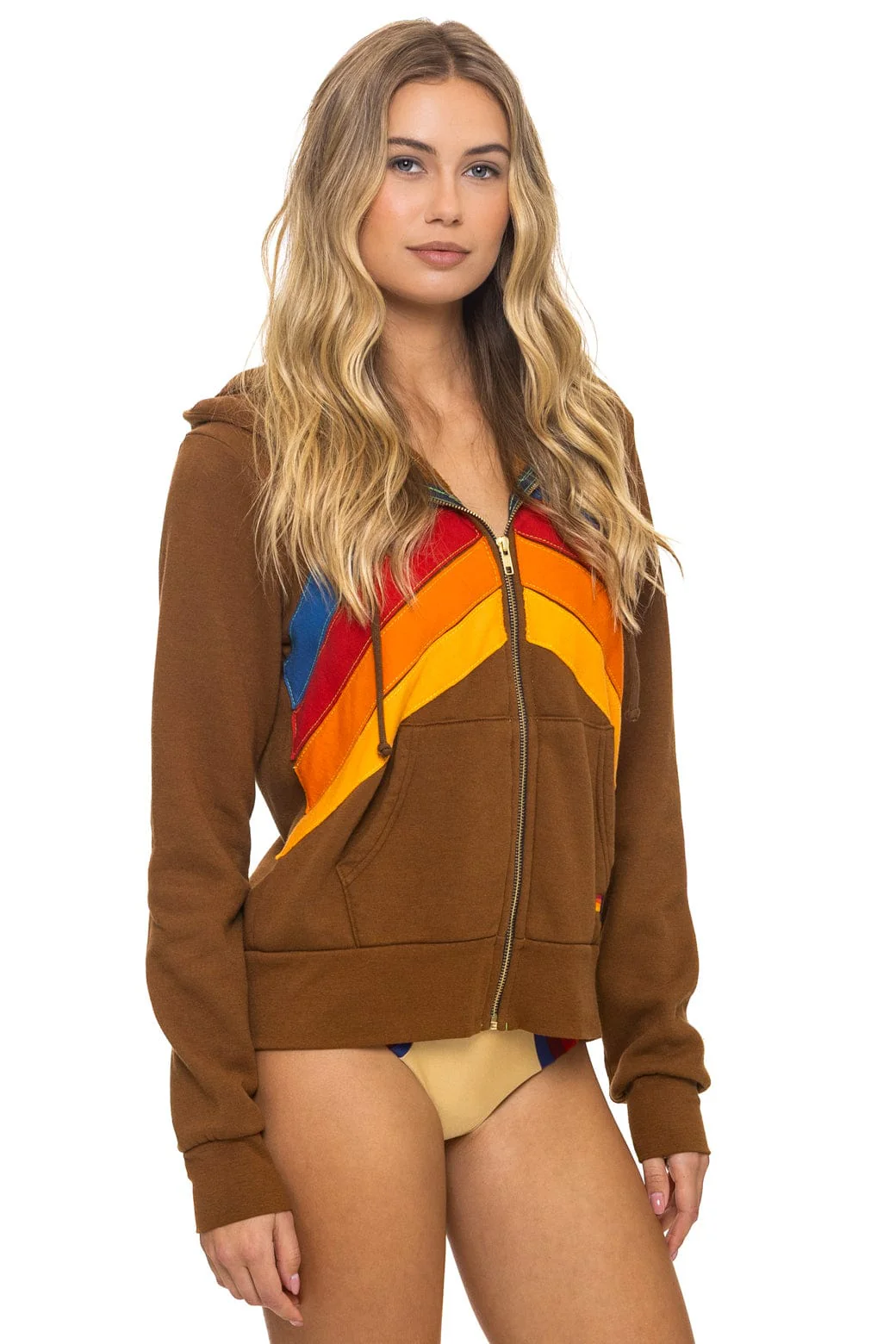 MOUNTAIN STITCH CHEVRON 4 ZIP HOODIE - CINNAMON - Image 6