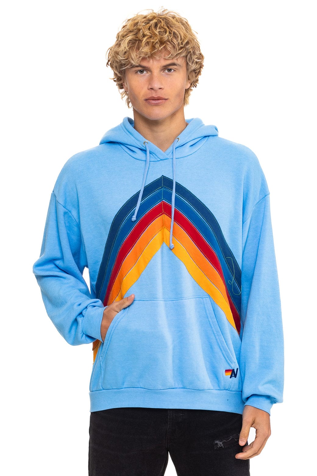 MOUNTAIN STITCH CHEVRON PULLOVER HOODIE RELAXED - SKY - Image 7