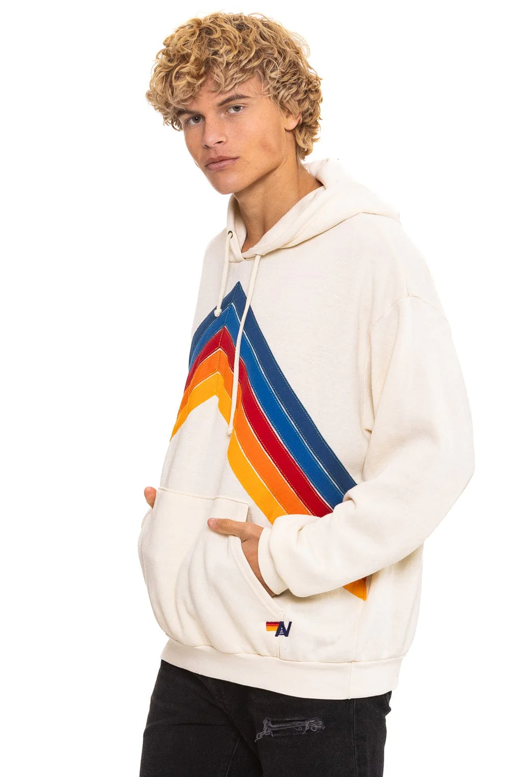 MOUNTAIN STITCH CHEVRON PULLOVER HOODIE RELAXED - VINTAGE WHITE - Image 4