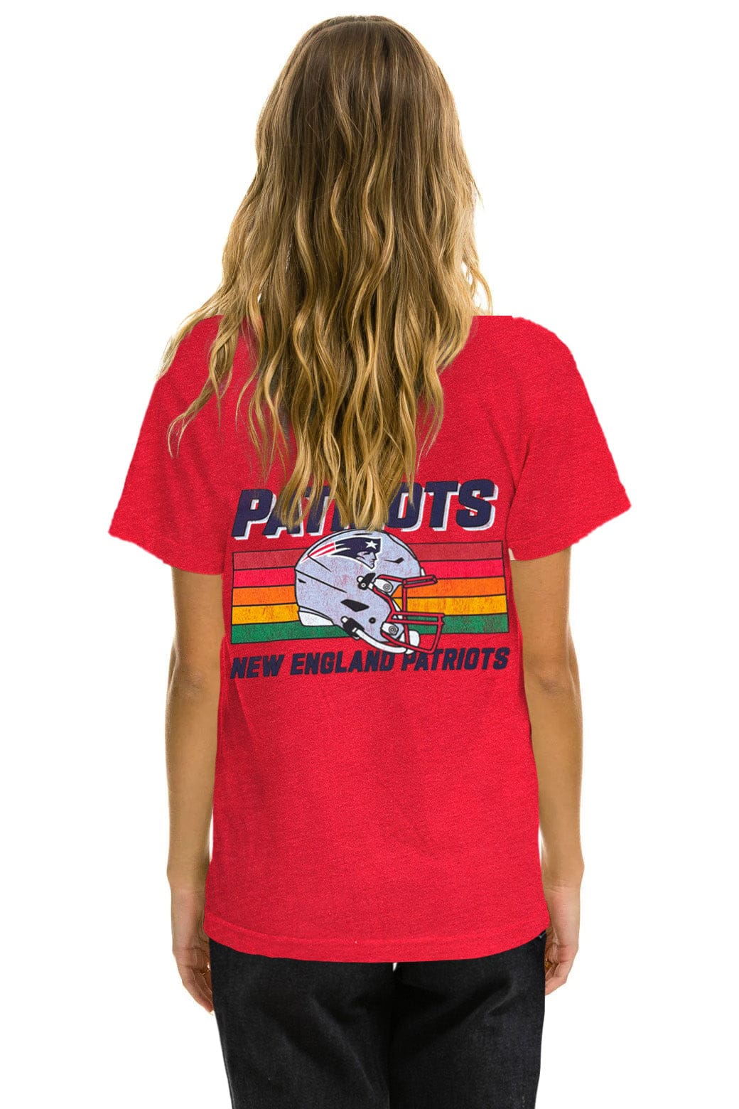 NEW ENGLAND PATRIOTS HELMET CREW TEE SHIRT - FLASH RED - Image 4