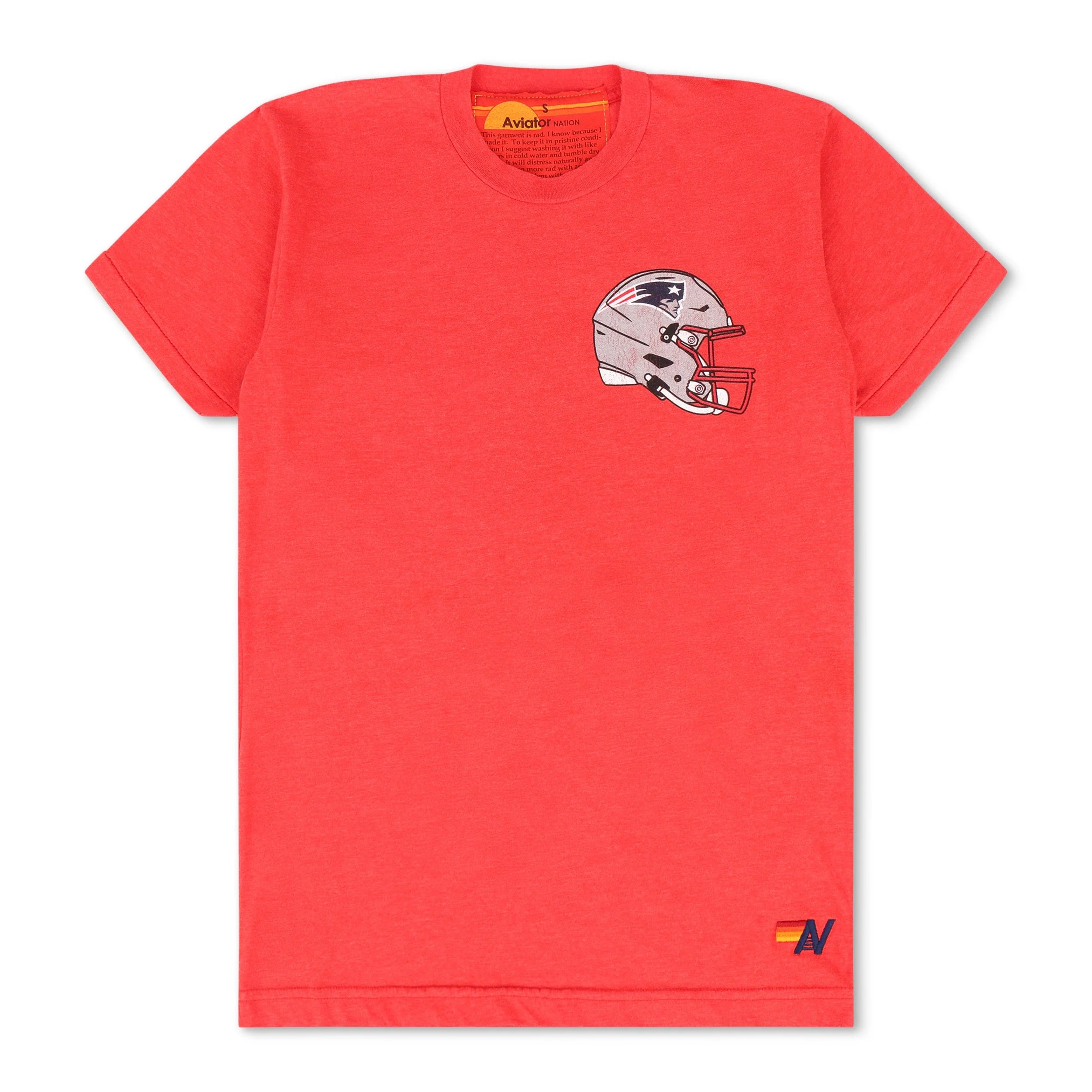 NEW ENGLAND PATRIOTS HELMET CREW TEE SHIRT - FLASH RED - Image 5