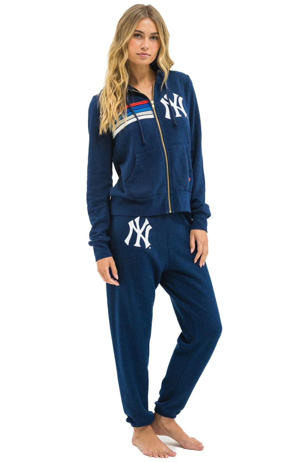 NY YANKEES 5 STRIPE UNISEX SWEATPANTS - NAVY // USA - Image 4