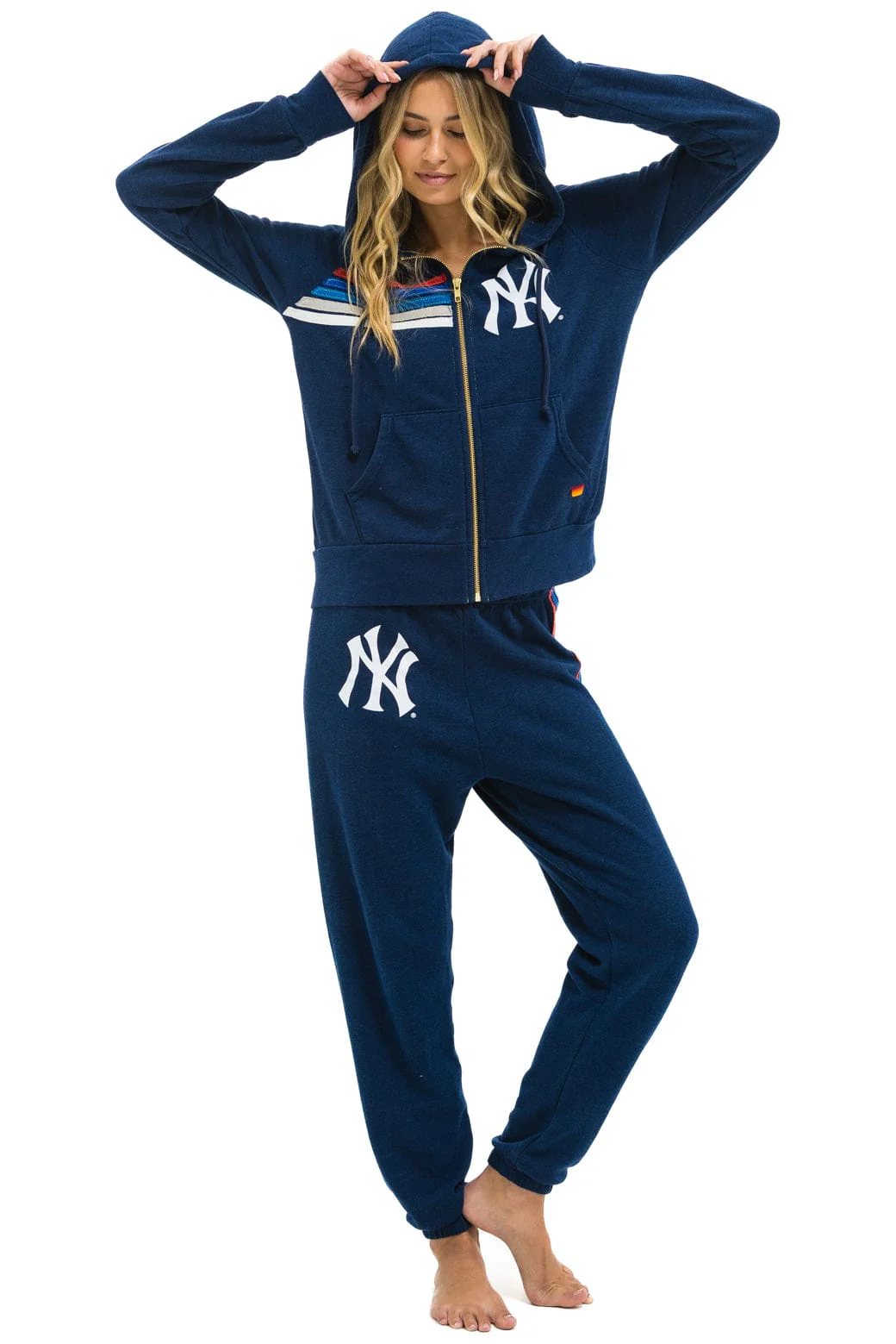 NY YANKEES 5 STRIPE UNISEX SWEATPANTS - NAVY // USA - Image 5
