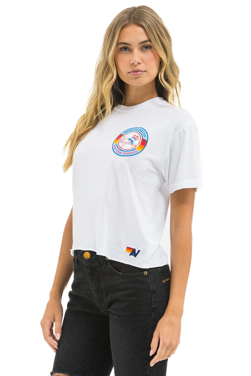 NY YANKEES AVIATOR NATION BOYFRIEND TEE - WHITE - Image 4