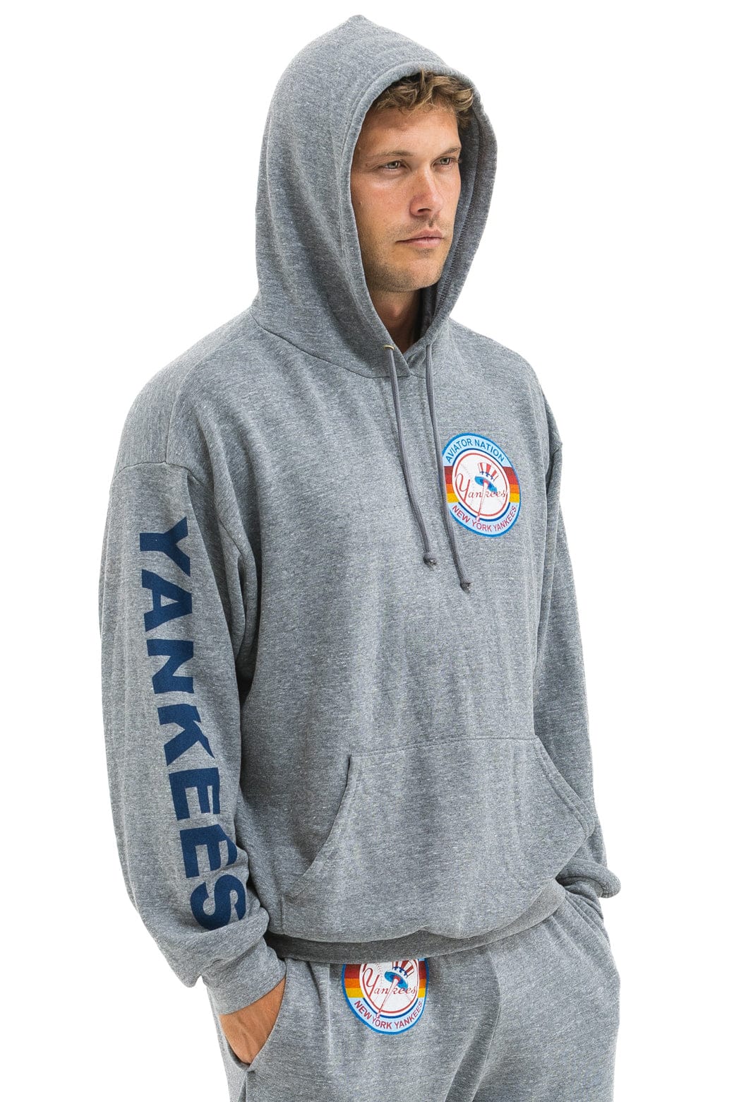 NY YANKEES RELAXED PULLOVER HOODIE - HEATHER GREY - Image 4