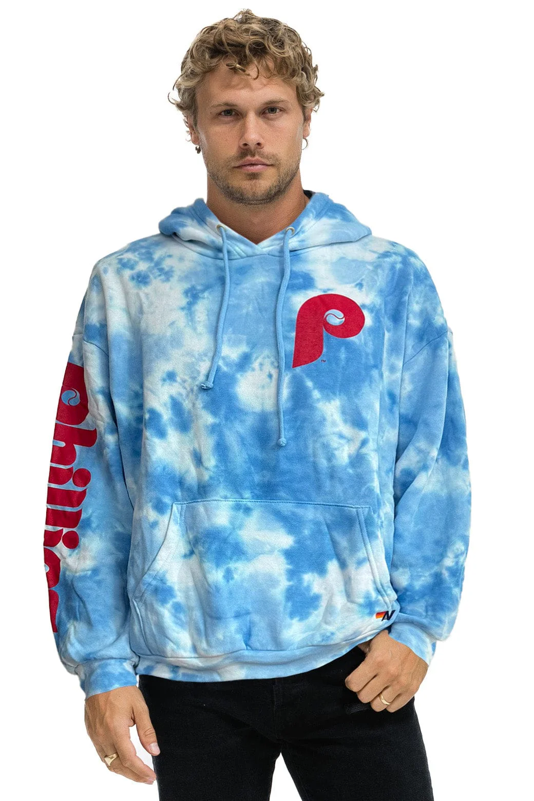 PHILLIES HAND DYED RELAXED PULLOVER HOODIE - TIE DYE BLUE - Image 3
