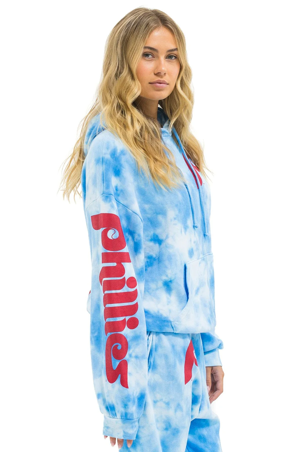 PHILLIES HAND DYED RELAXED PULLOVER HOODIE - TIE DYE BLUE - Image 5