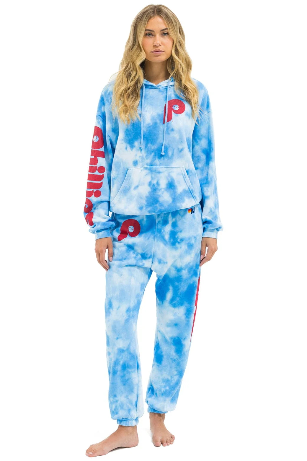 PHILLIES HAND DYED RELAXED PULLOVER HOODIE - TIE DYE BLUE - Image 7