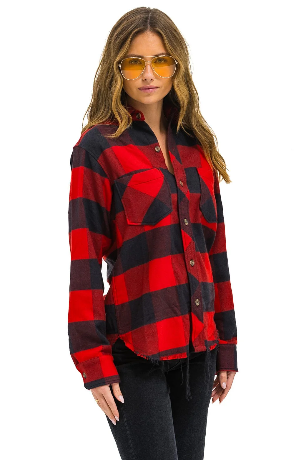 PLAID FLANNEL LIGHT WEIGHT UNISEX WESTERN SHIRT - BUFFALO PLAID - Image 3