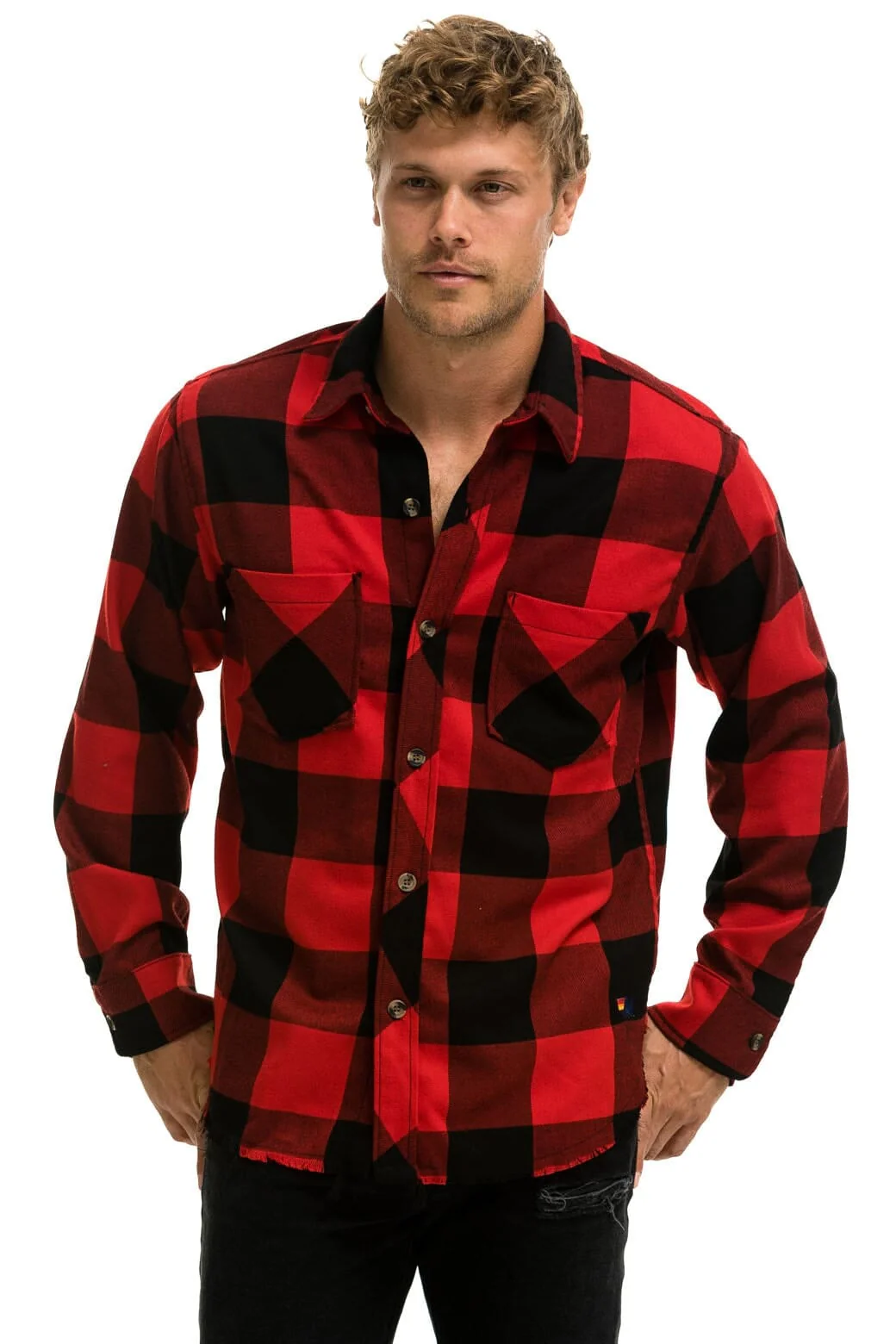 PLAID FLANNEL LIGHT WEIGHT UNISEX WESTERN SHIRT - BUFFALO PLAID - Image 4