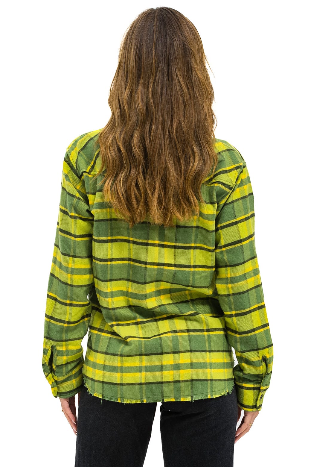 PLAID FLANNEL LIGHT WEIGHT UNISEX WESTERN SHIRT - AVOCADO PLAID - Image 5