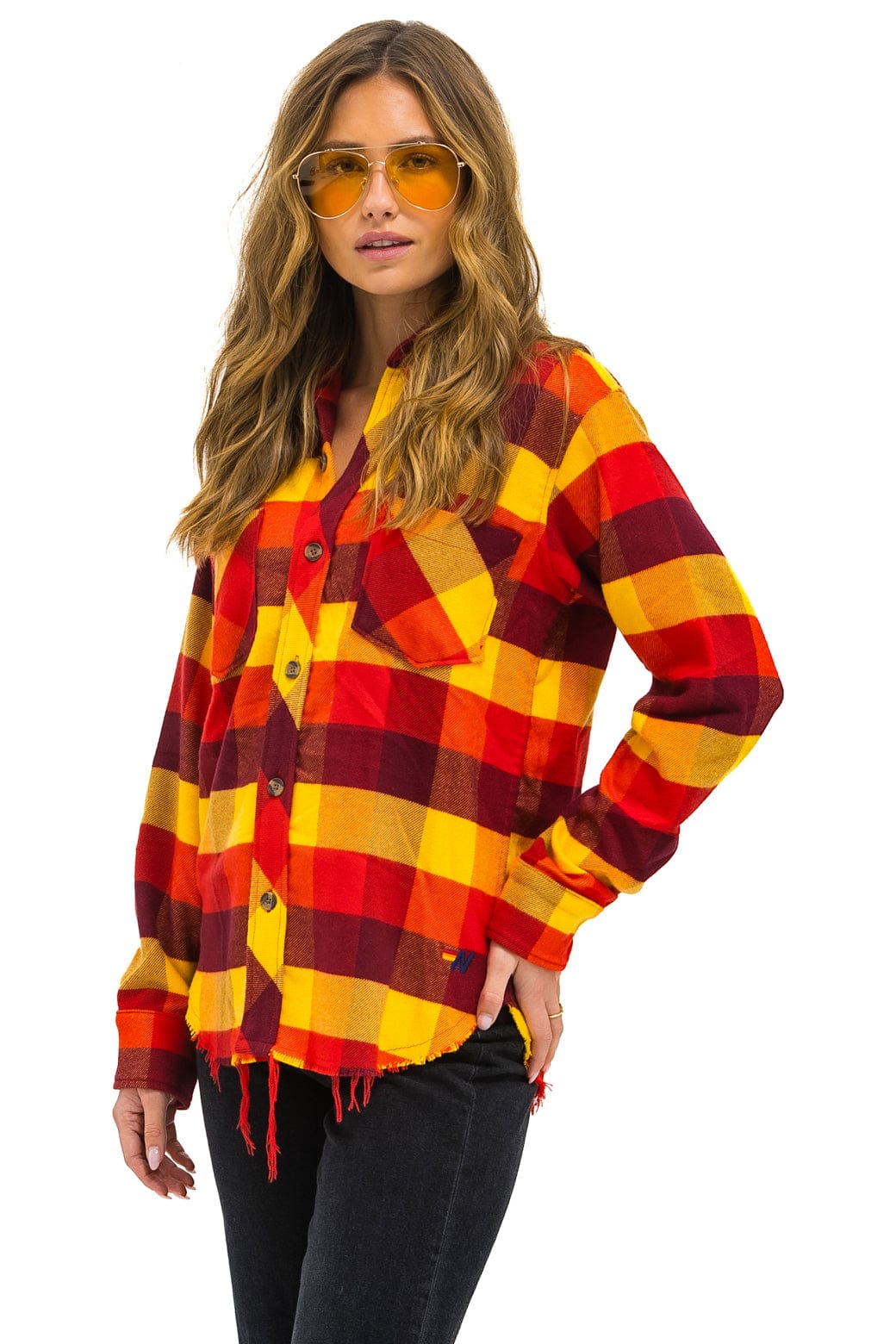 PLAID FLANNEL LIGHT WEIGHT UNISEX WESTERN SHIRT - SURFY PLAID - Image 3