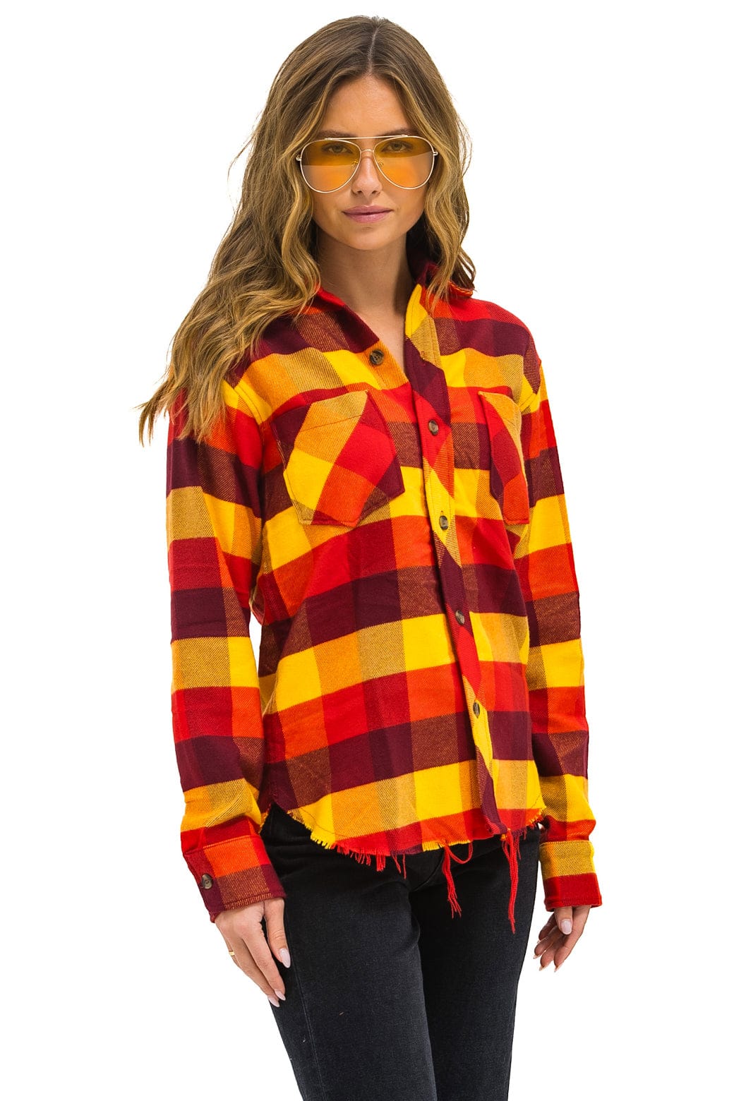 PLAID FLANNEL LIGHT WEIGHT UNISEX WESTERN SHIRT - SURFY PLAID - Image 5