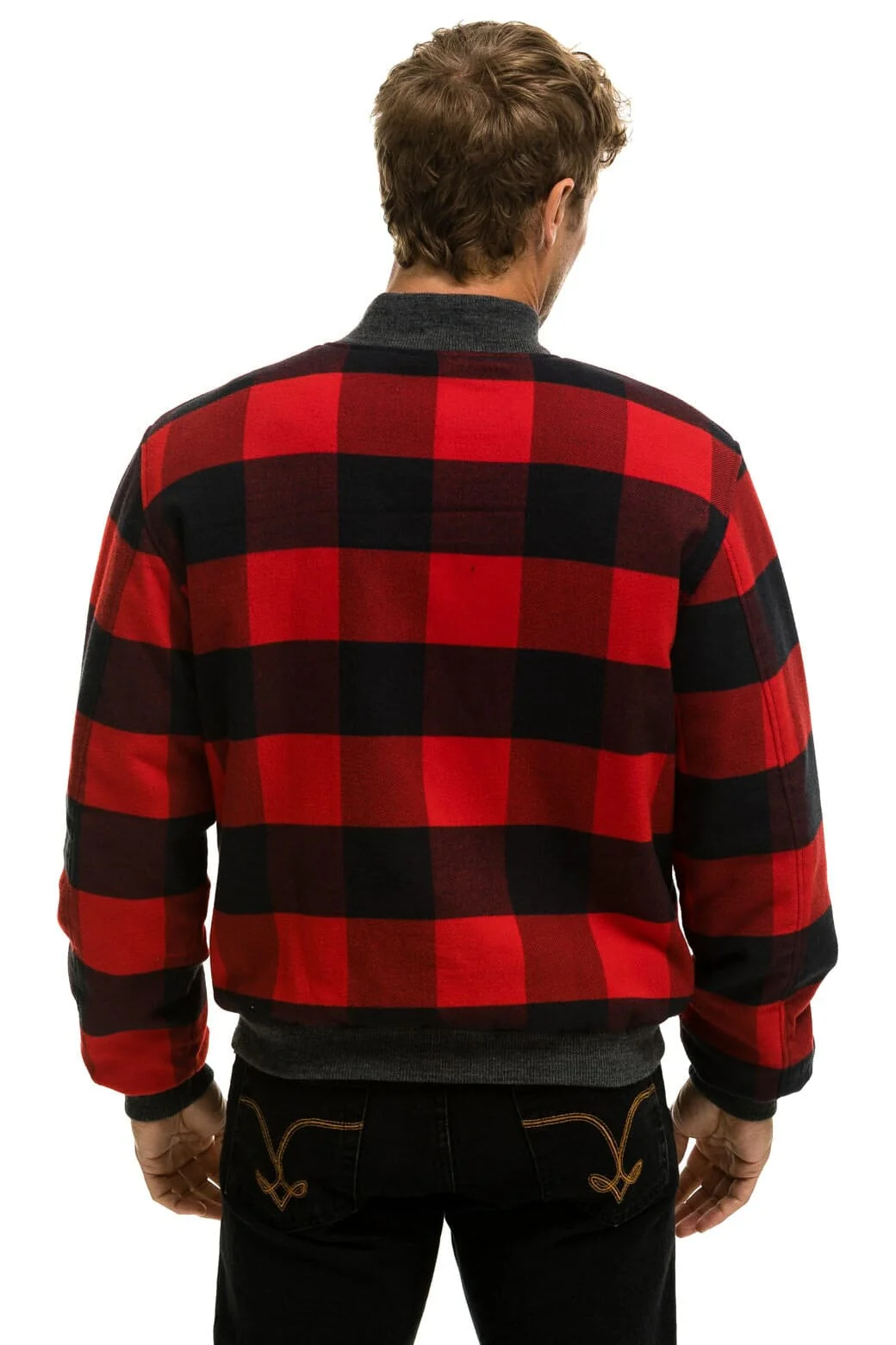 PLAID UNISEX VARSITY JACKET - BUFFALO PLAID - Image 6