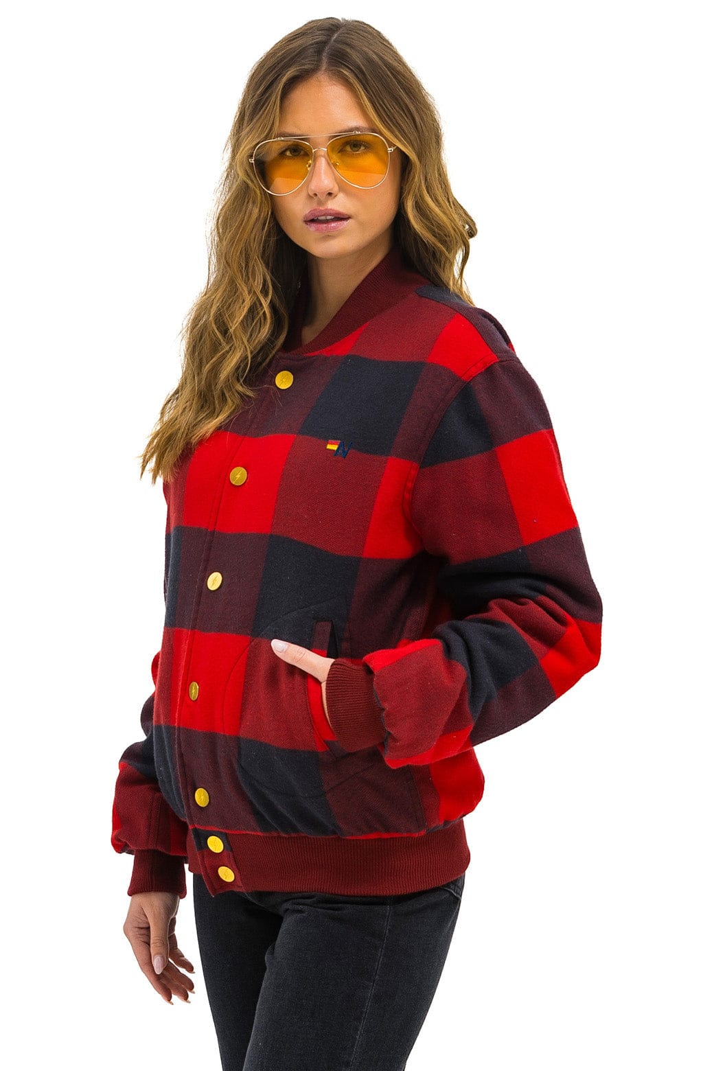 PLAID UNISEX VARSITY JACKET - BUFFALO PLAID - Image 7